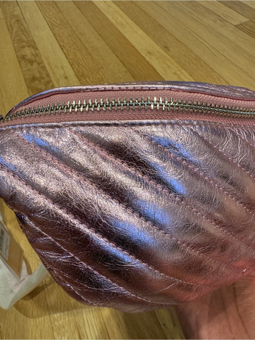 Rebecca Minkoff Metallic Rose Pink Quilted Crossbody Belt Bag NWT - Picture 14 of 16